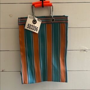 Striped Tote Bag in Teal and Orange